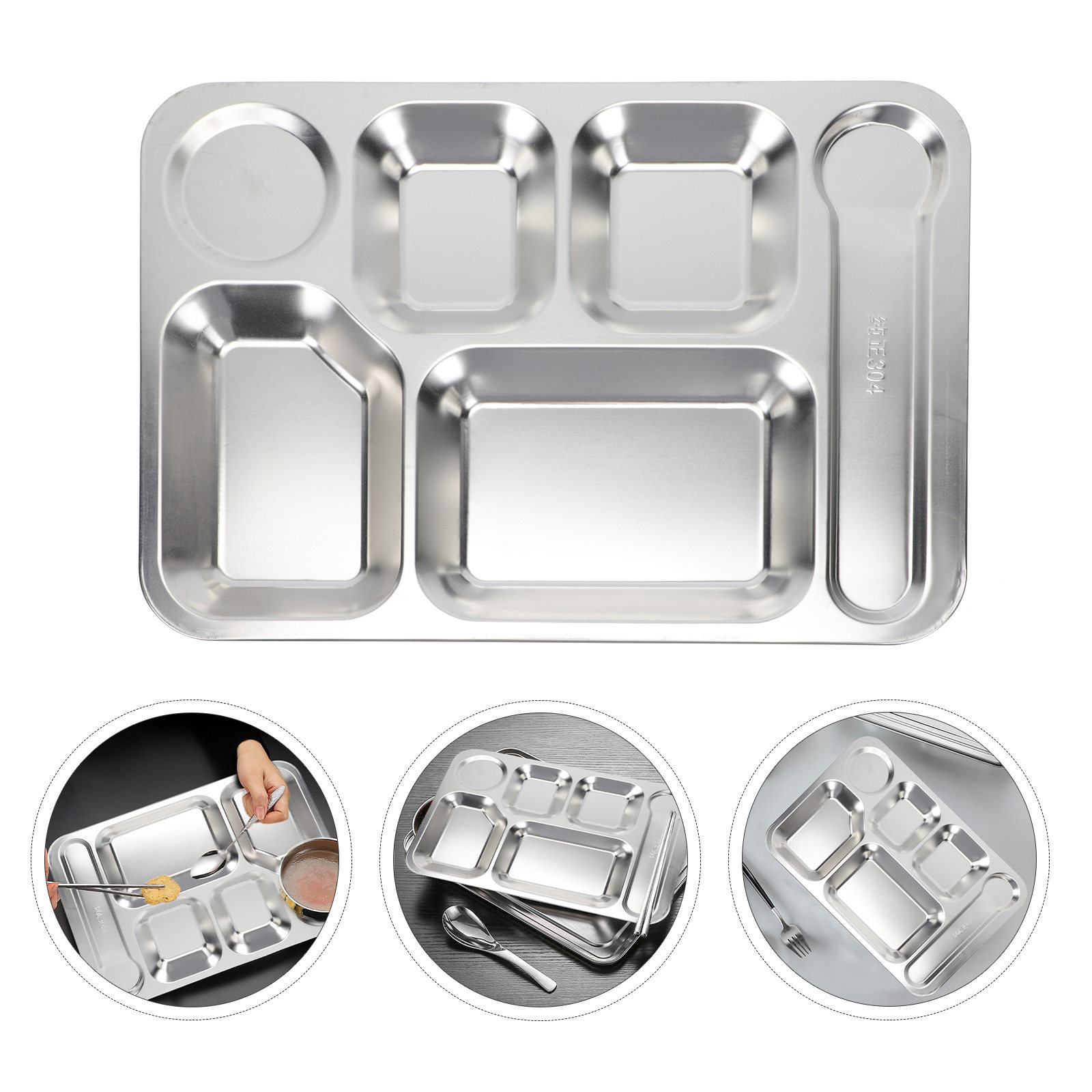 Meal Prep Usa - 1pc Stainless Steel 6-Compartment Lunch Tray