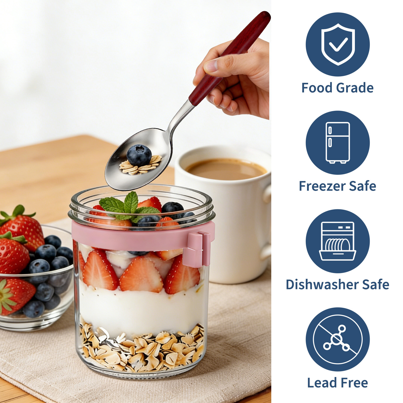 16oz Overnight Oats Jars with  - Meal Prep Yogurt Cups 评论和价格