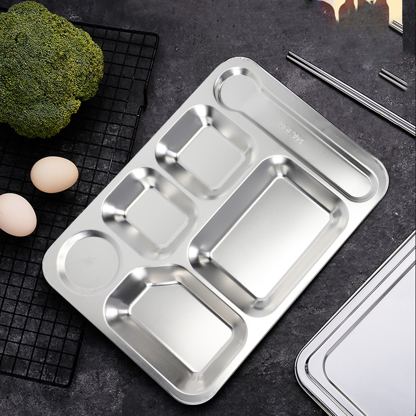 1pc Stainless Steel 6-Compartm - Meal Prep Usa 评论和价格